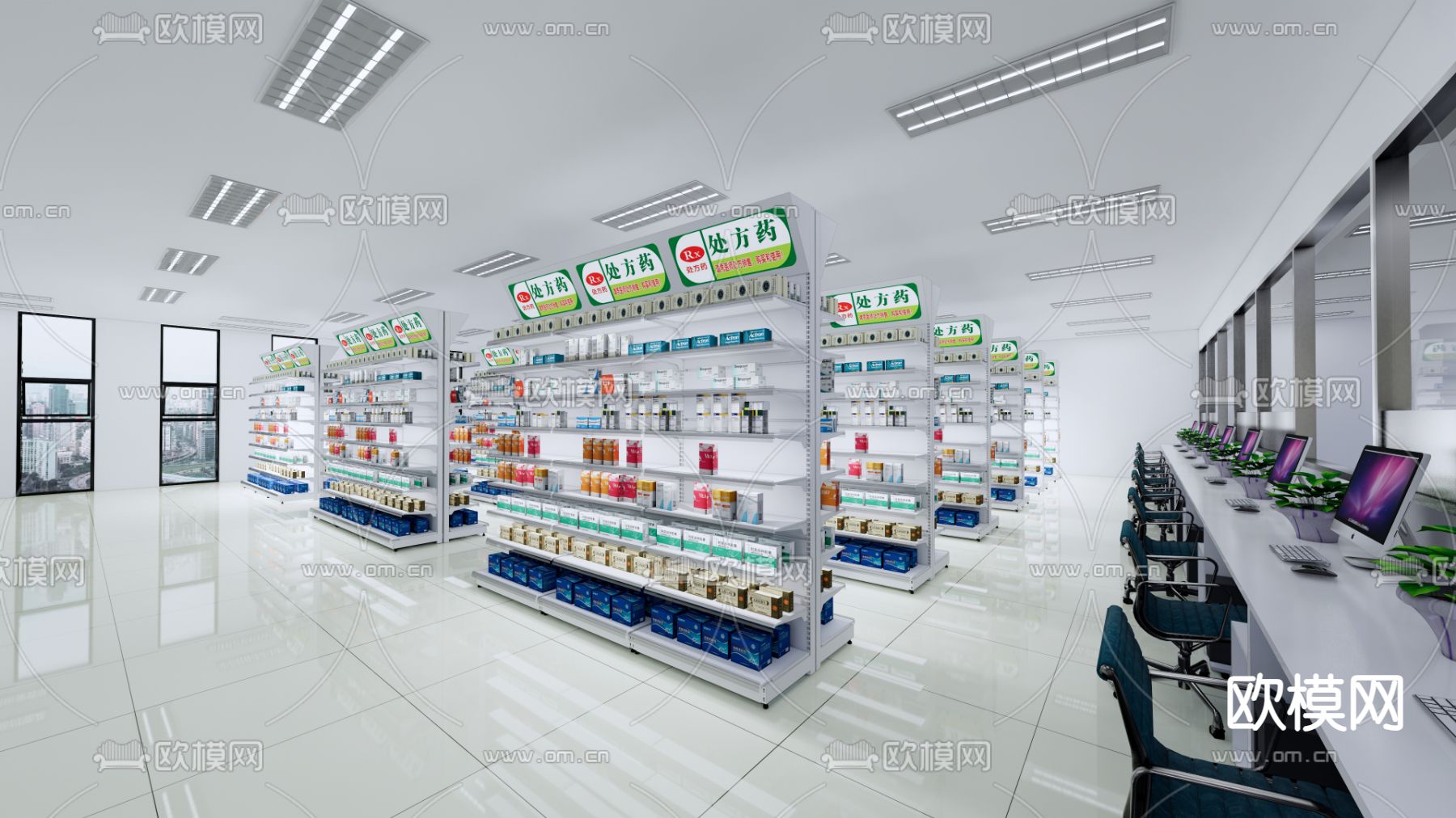 医院药房su模型下载（渲染图4）