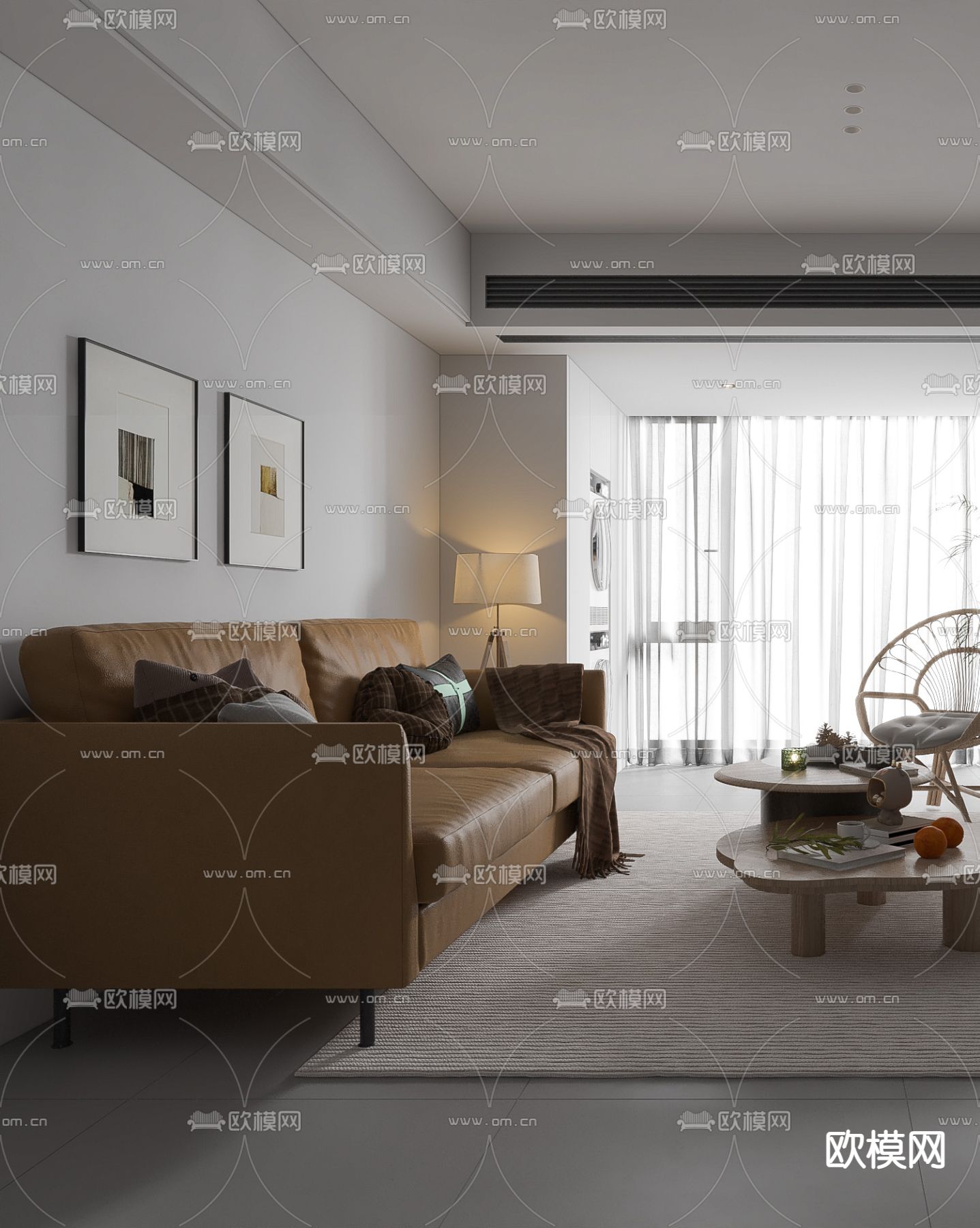 北欧客厅3d模型下载（渲染图2）