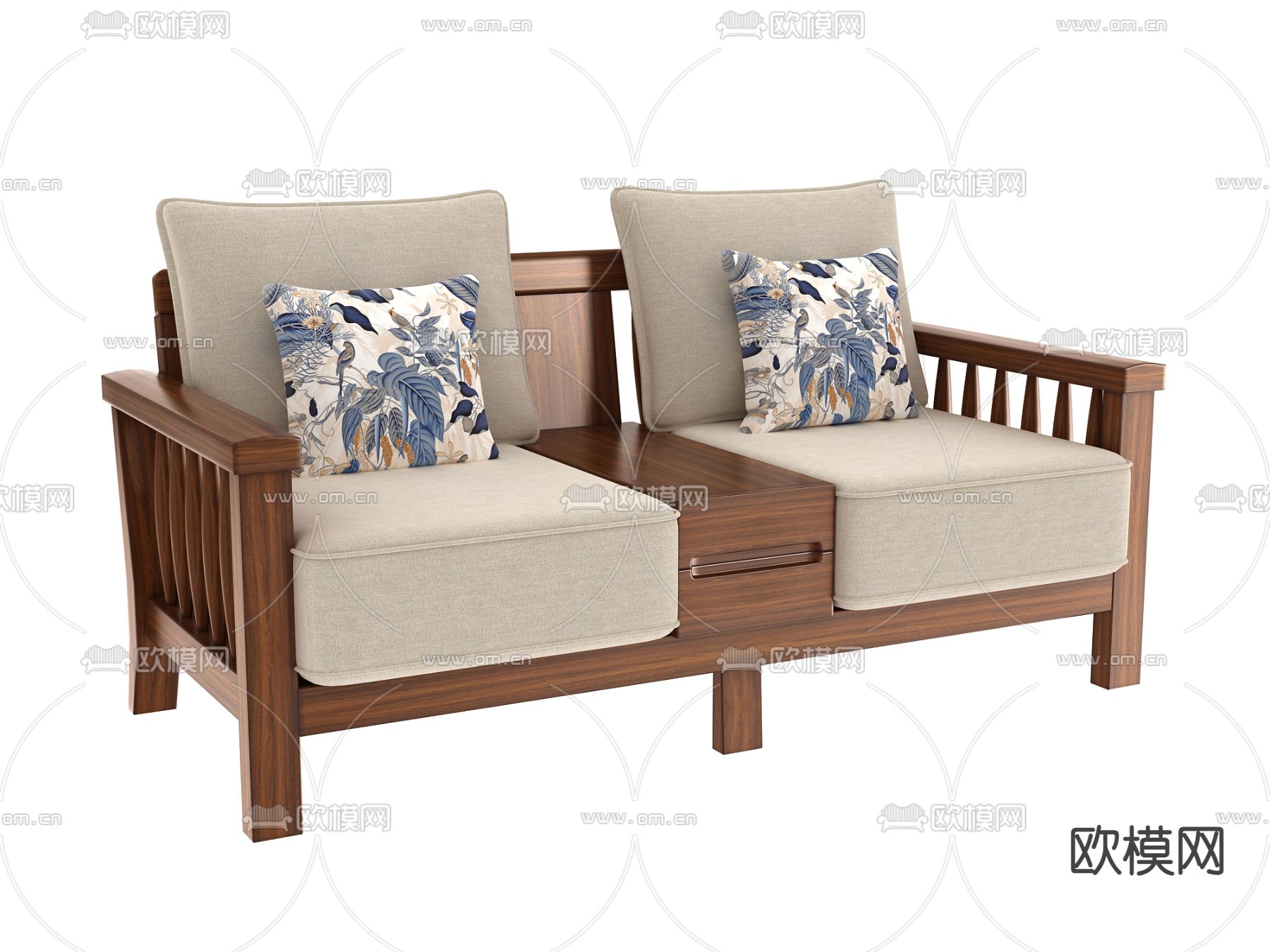 新中式沙发 双人沙发3d模型下载