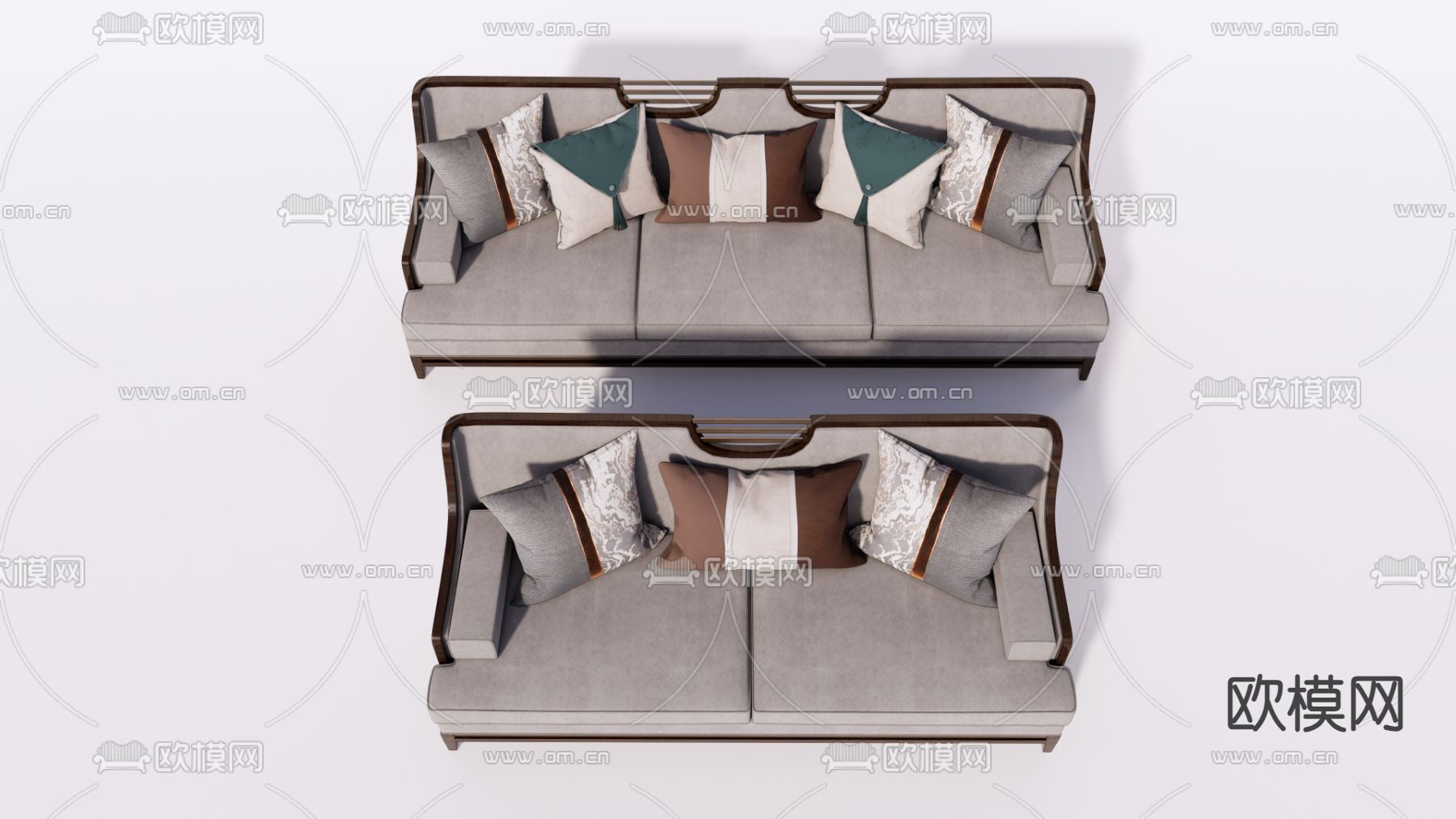 中式多人沙发su模型下载（渲染图2）