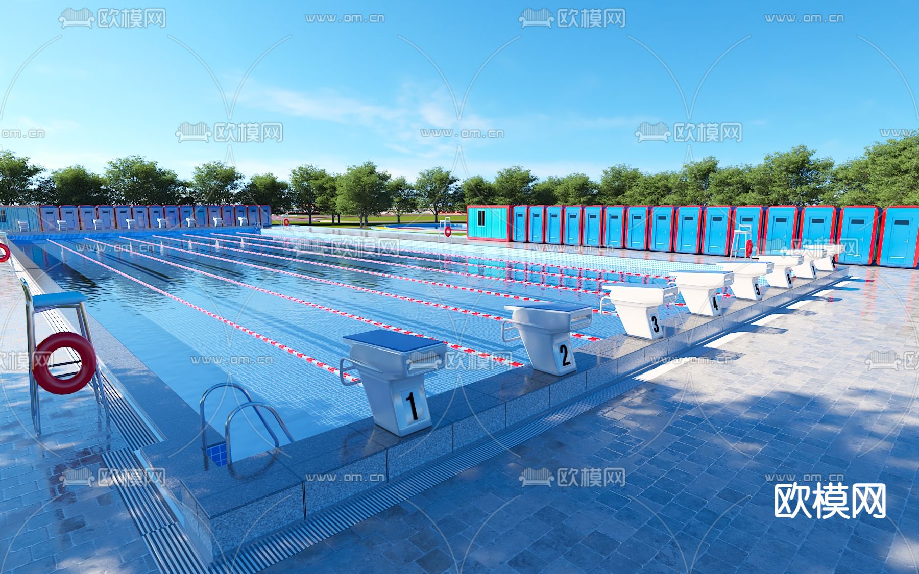 户外游泳池 水池3d模型