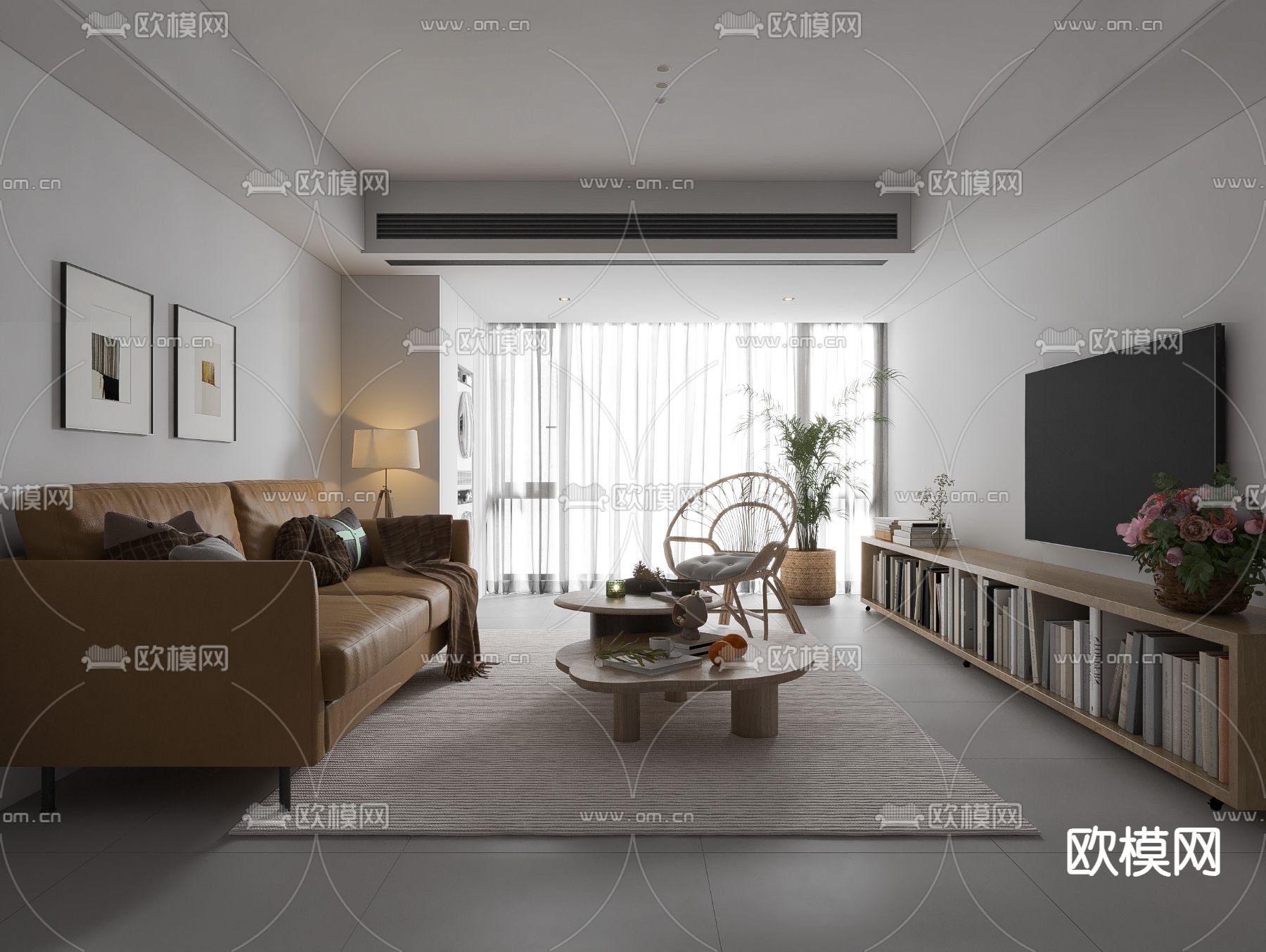 北欧客厅3d模型下载（渲染图1）