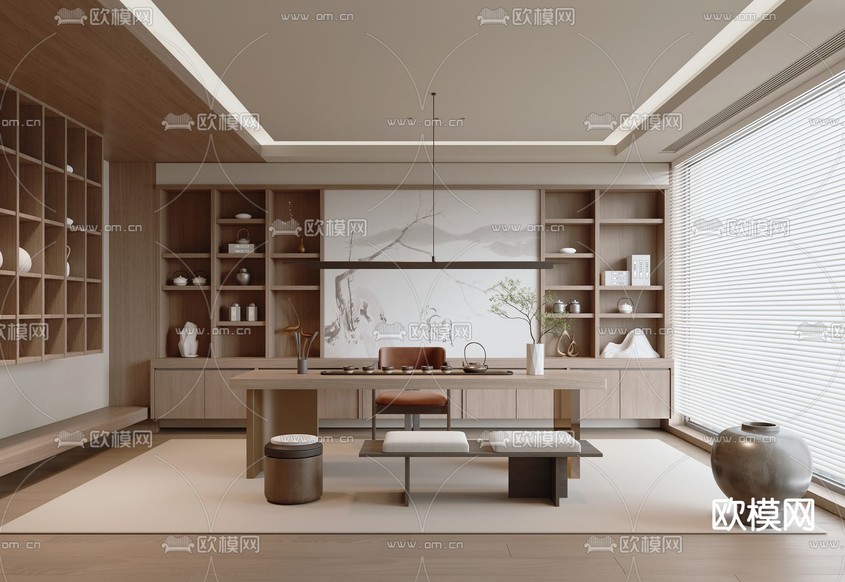 新中式茶室3d模型下载