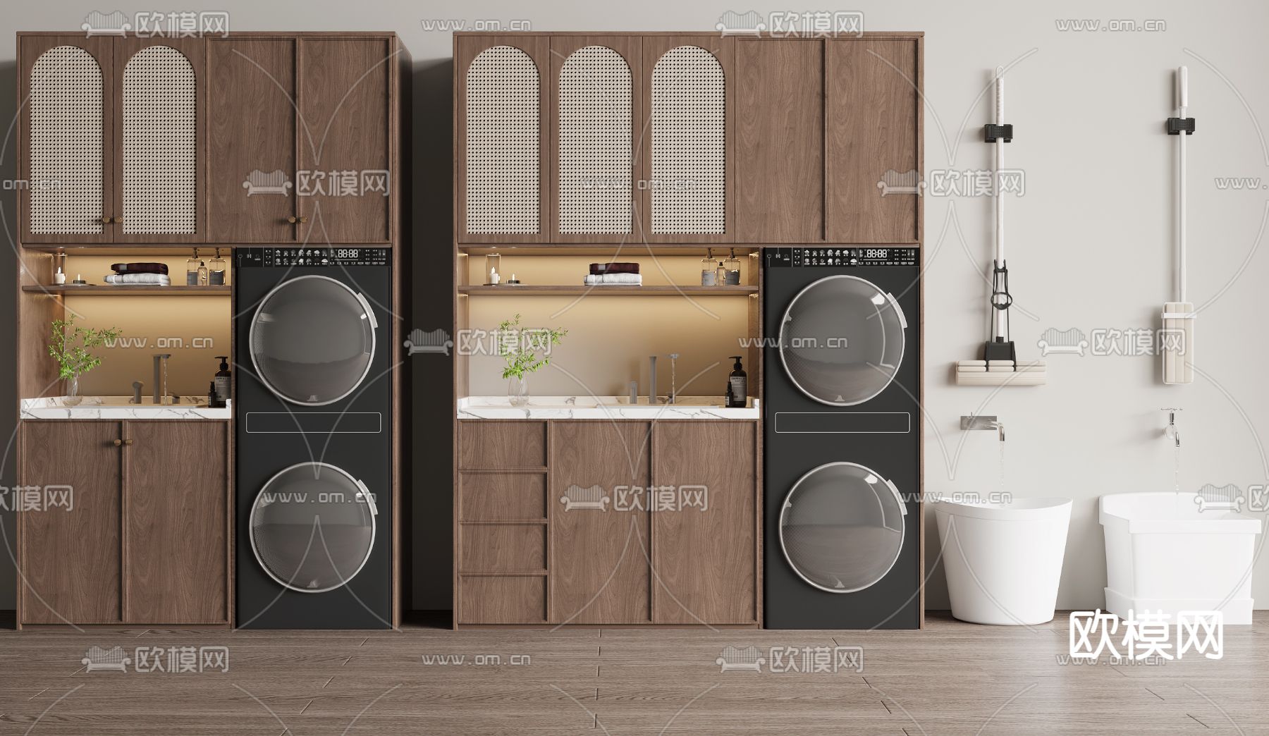 中古风洗衣机柜3d模型下载