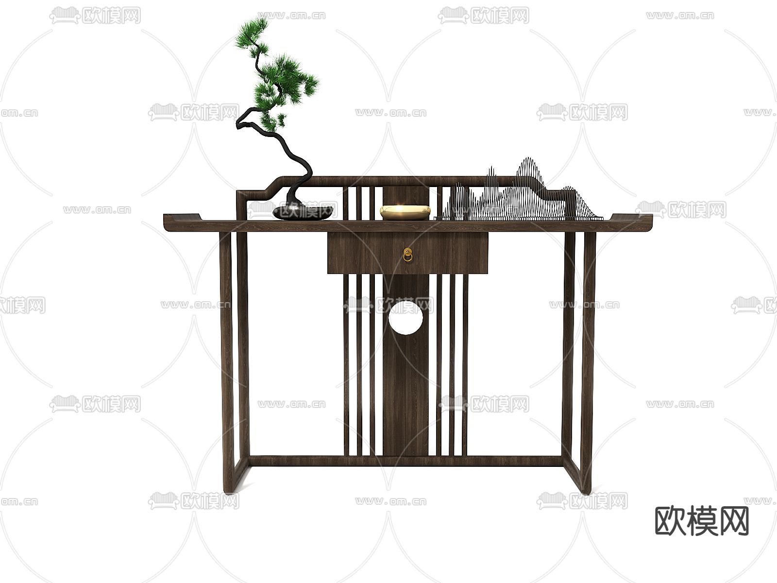 新中式端景台 玄关台 条案3d模型下载
