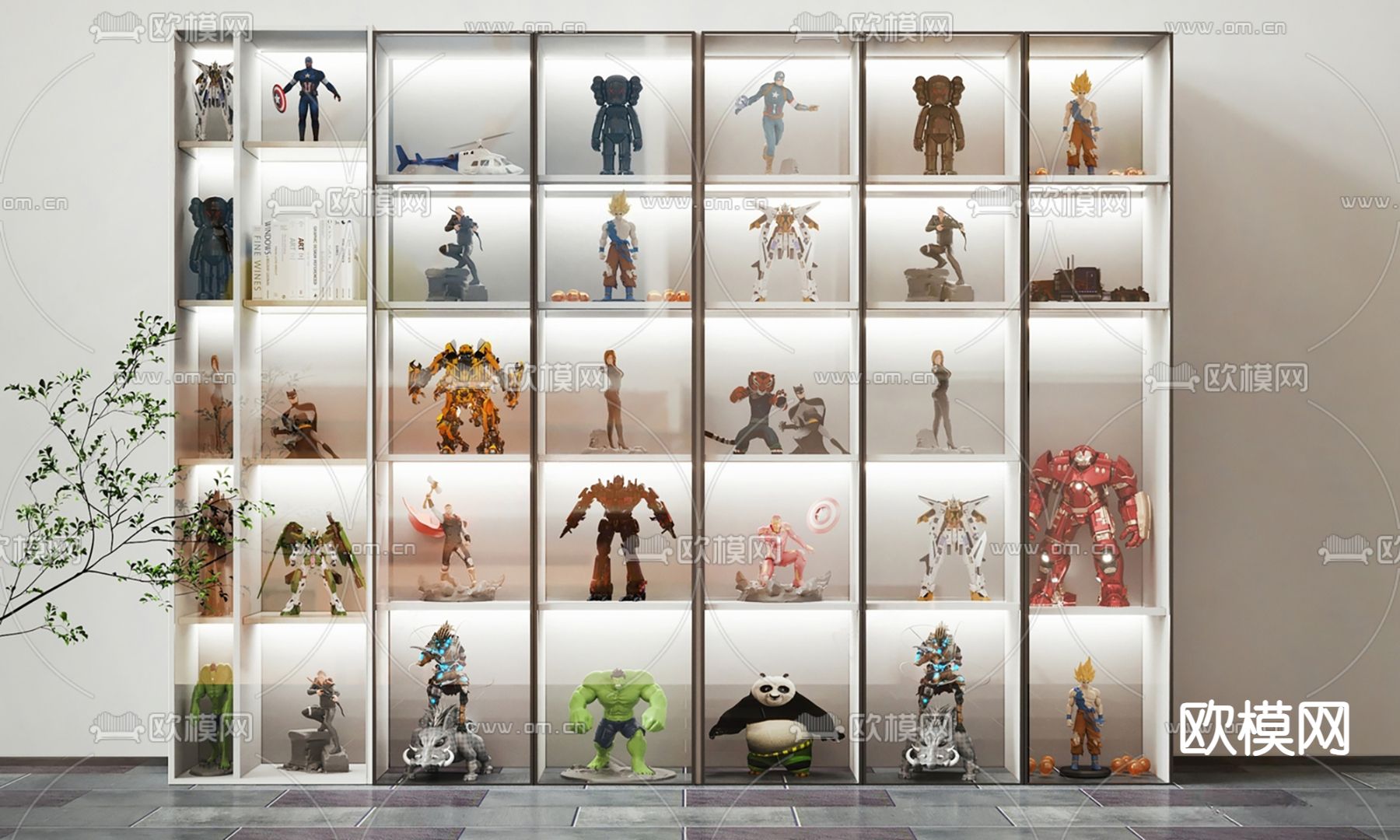 动漫潮玩 雕塑 卡通摆件 手办柜3d模型下载