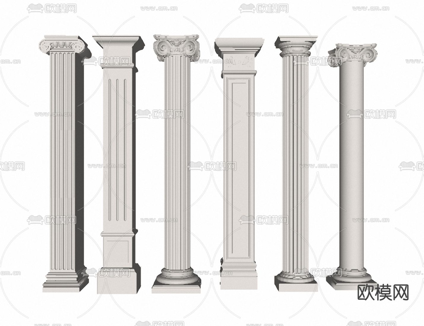 简欧罗马柱 柱子 石膏柱su模型下载（渲染图2）