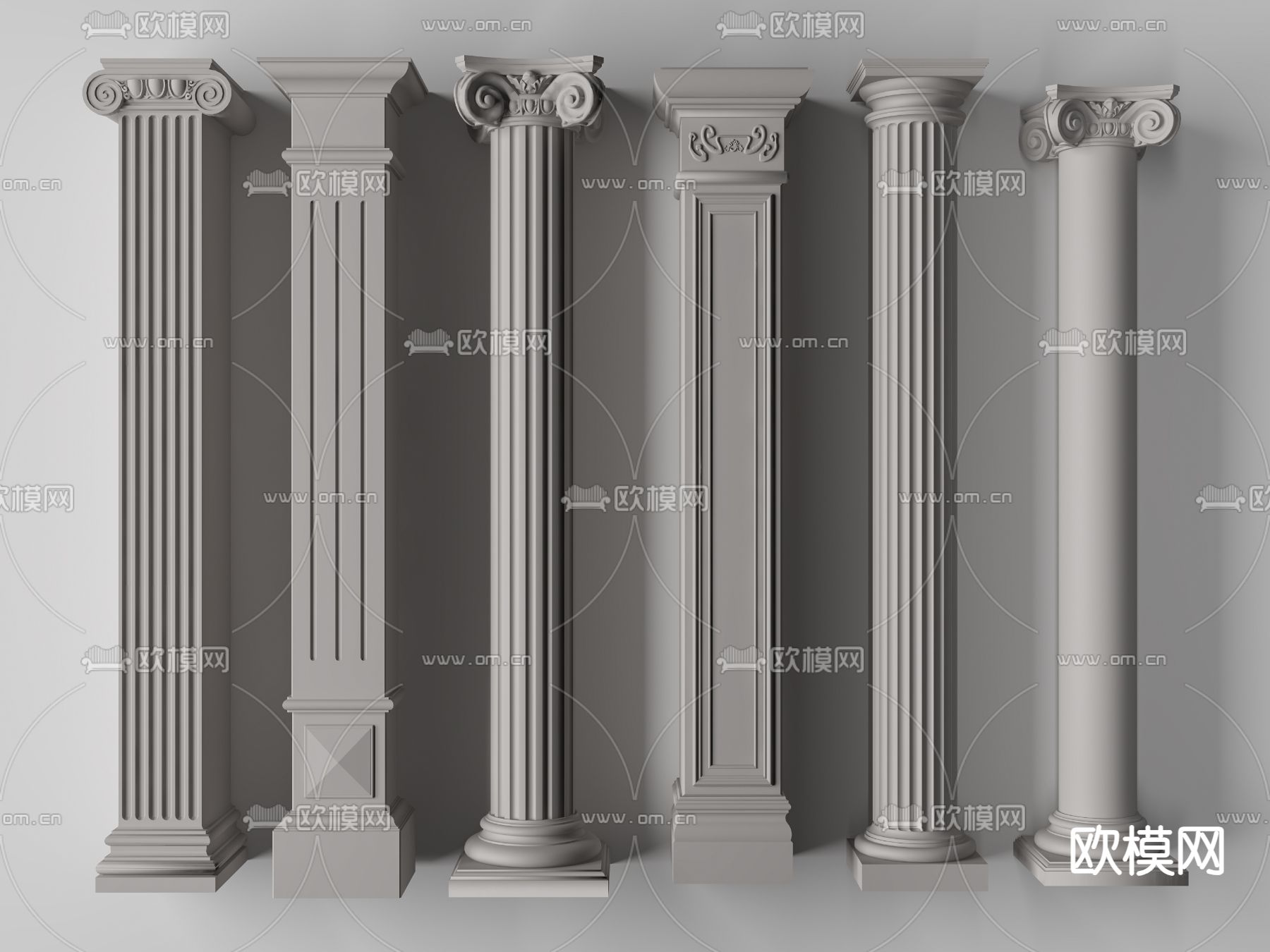 简欧罗马柱 柱子 石膏柱su模型下载（渲染图1）