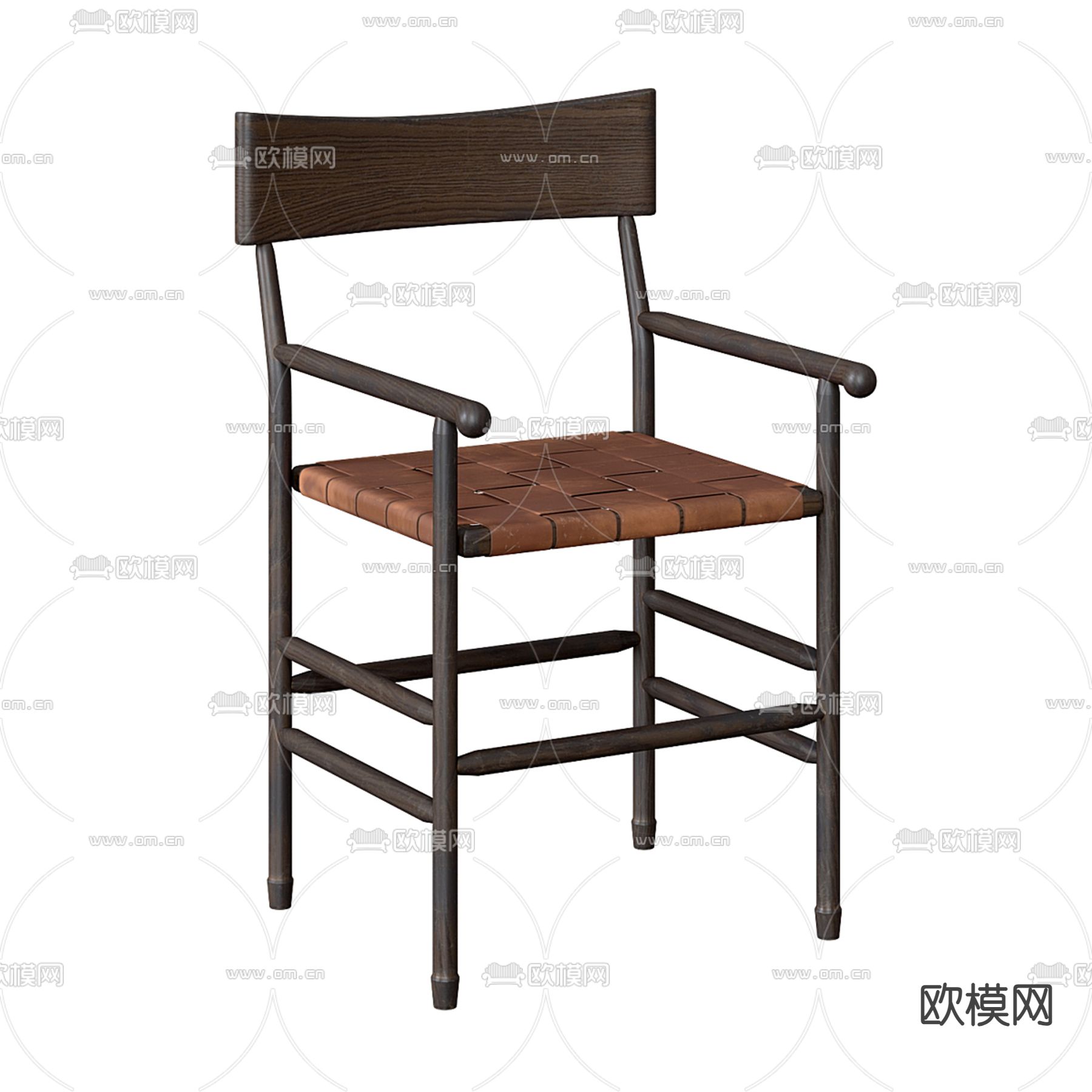 中古风椅子 餐椅3d模型下载（渲染图1）