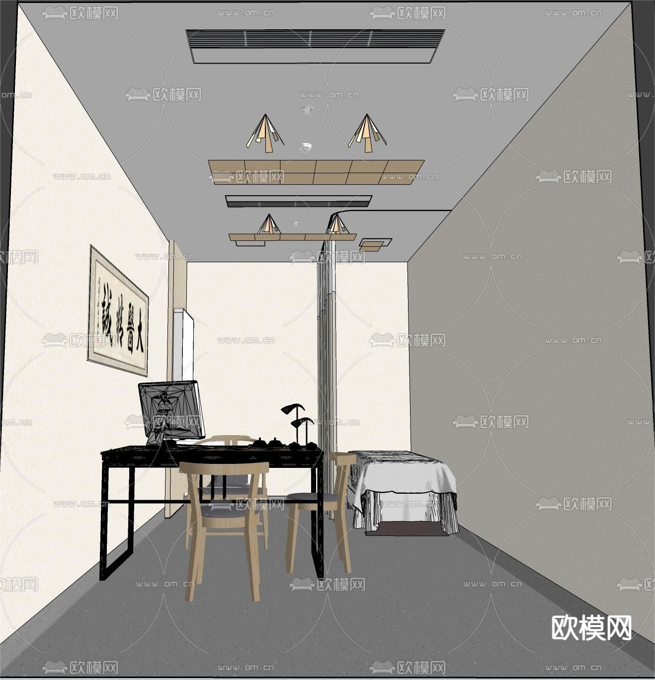 中医诊室su模型下载（渲染图2）