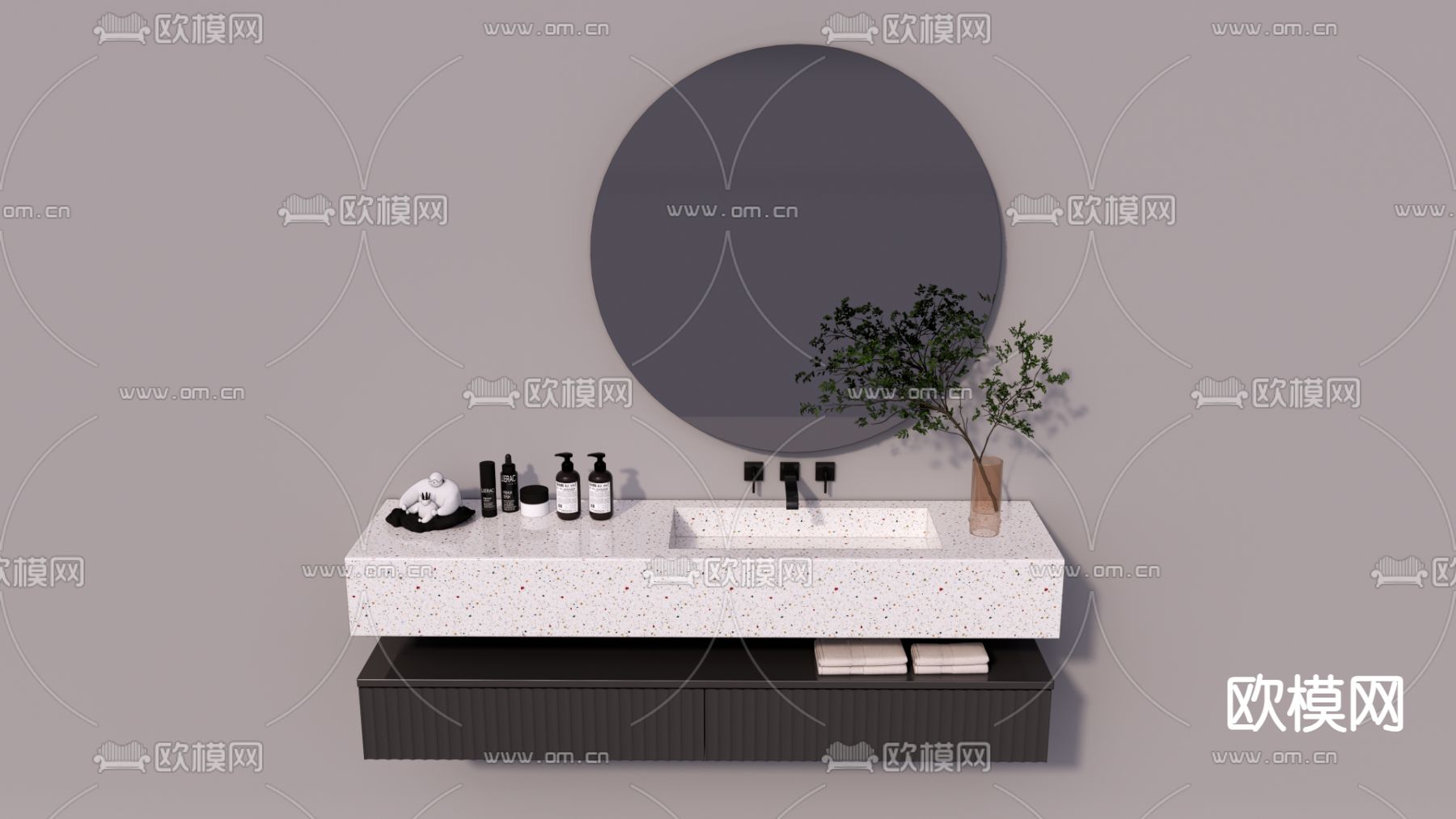 台盆 洗手池su模型下载（渲染图3）