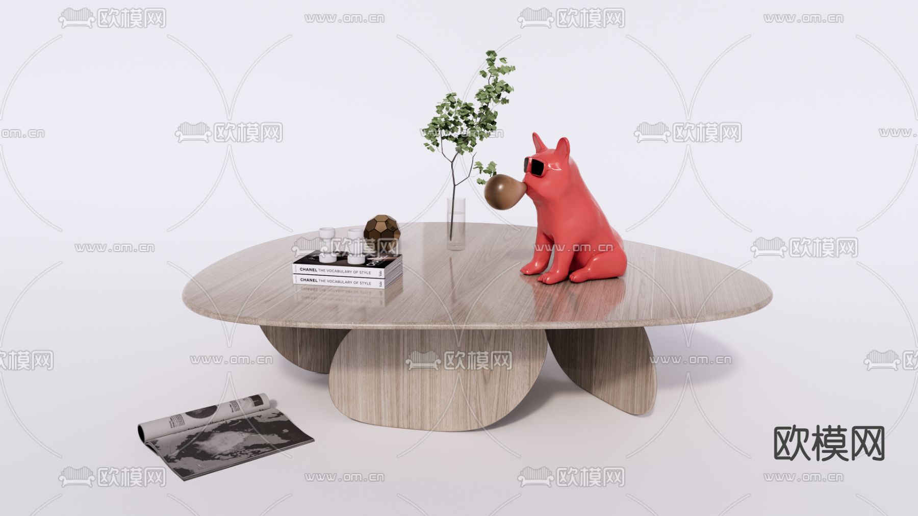 现代茶几su模型下载（渲染图2）