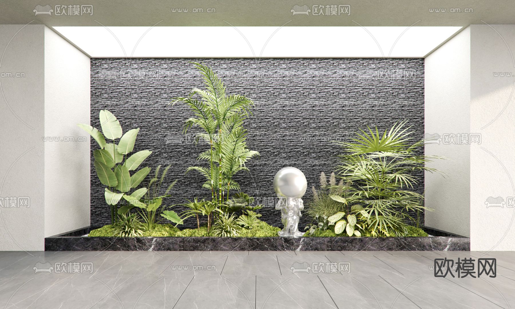 现代室内植物景观3d模型下载