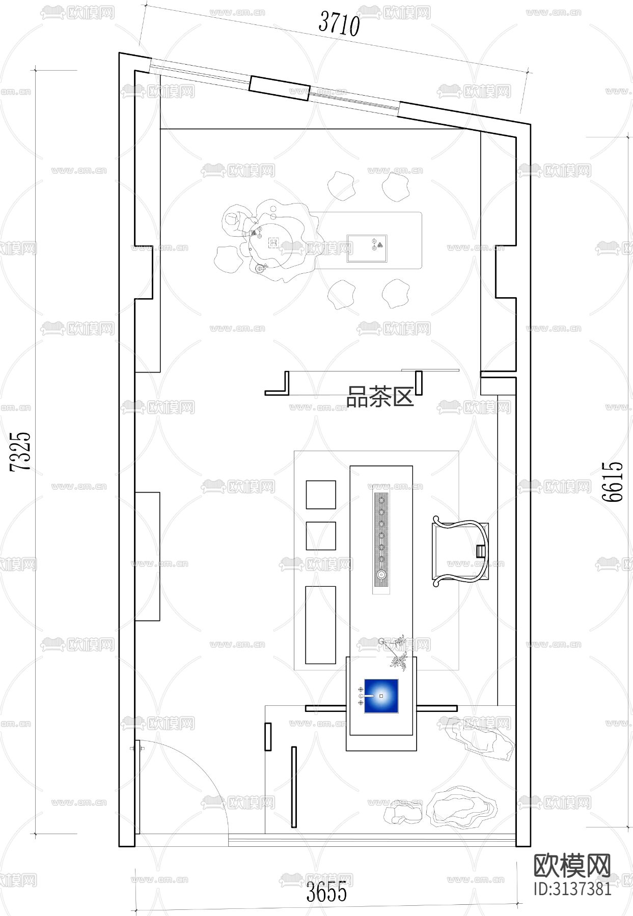茶叶店 茶馆茶室 棋牌室cad平面图
