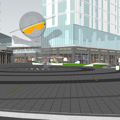  商业街 步行街 商业综合体su模型 