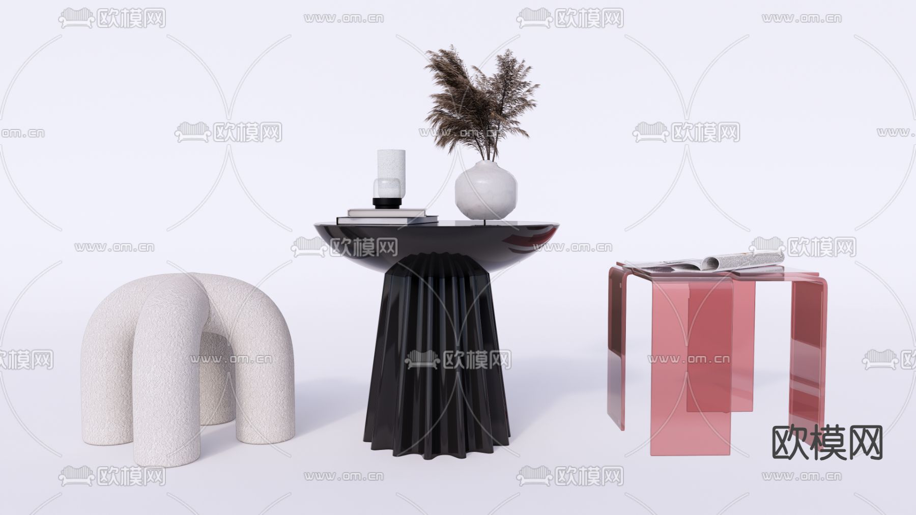 现代茶几su模型下载（渲染图2）