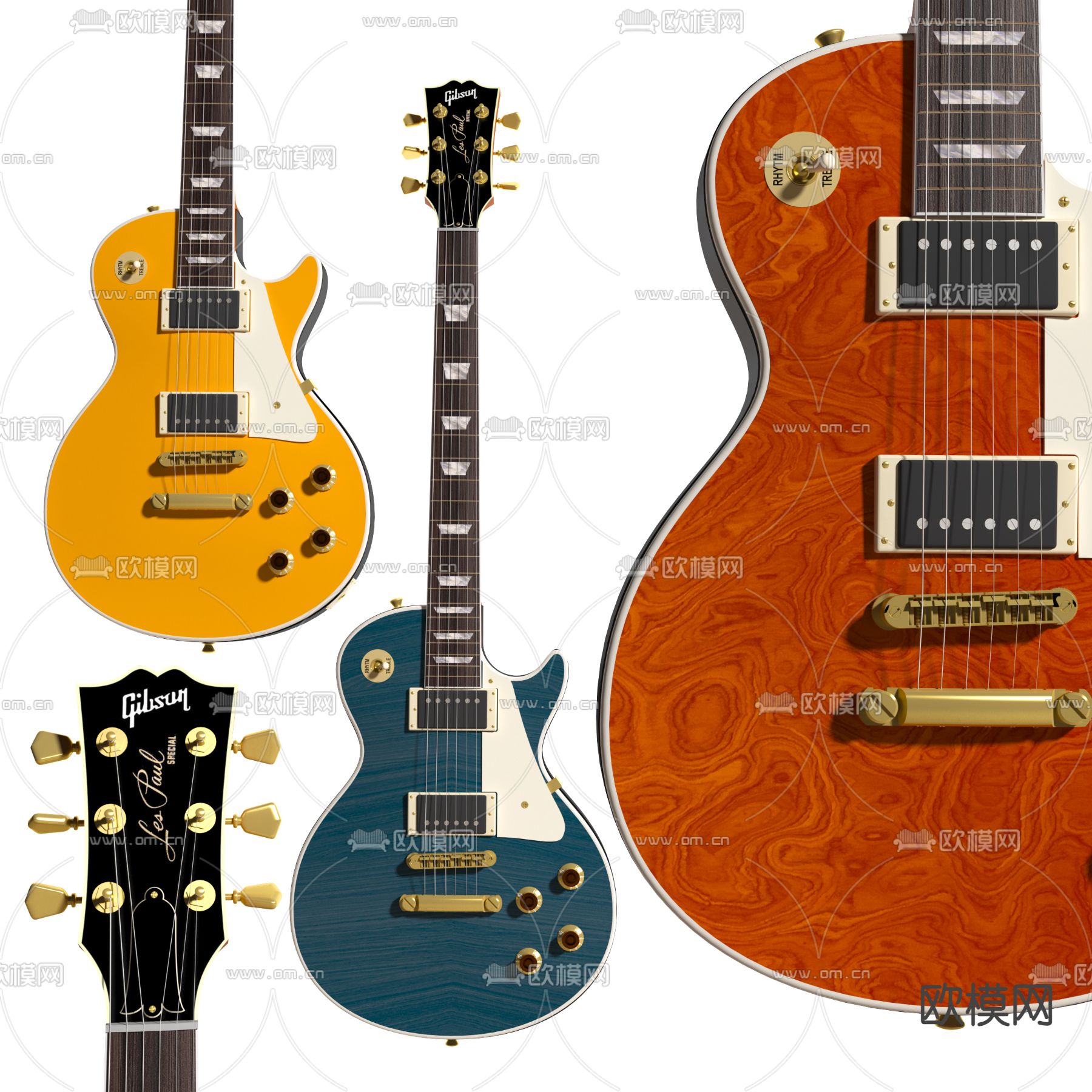 GIBSON 乐器 电吉他3d模型下载（渲染图1）