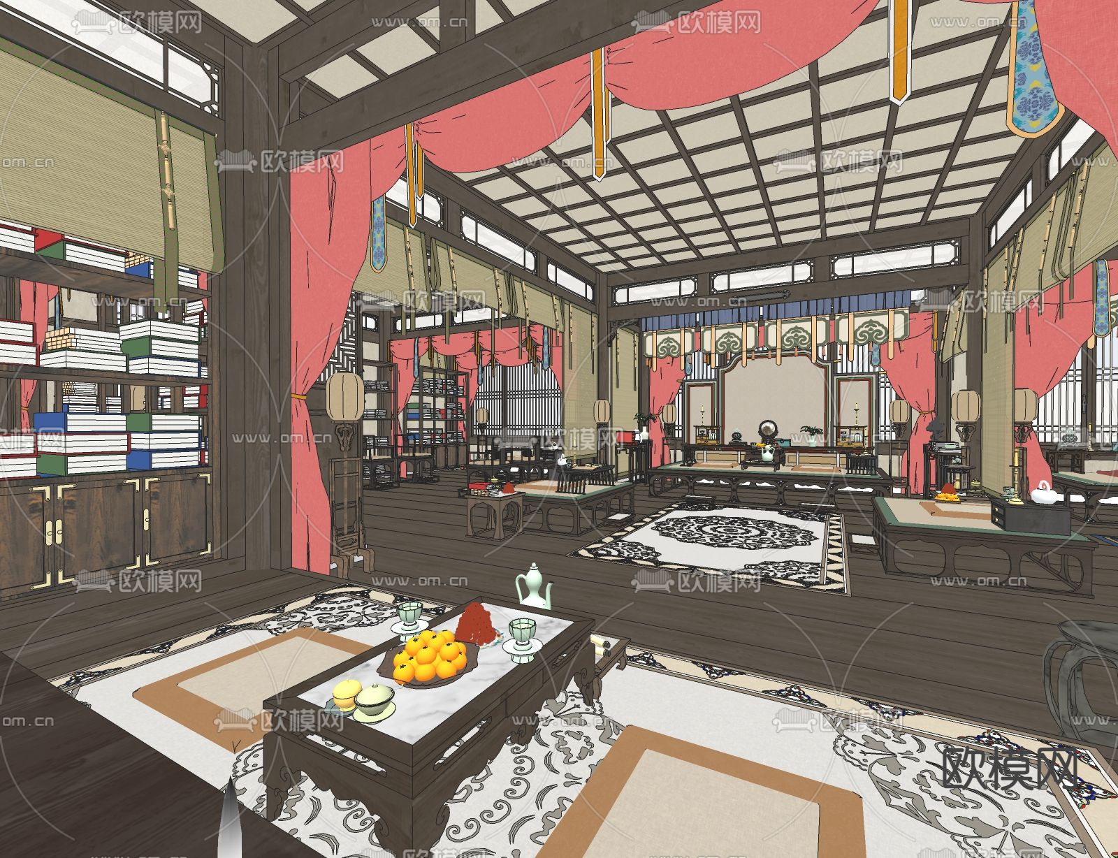 中式影视大堂su模型下载（渲染图1）