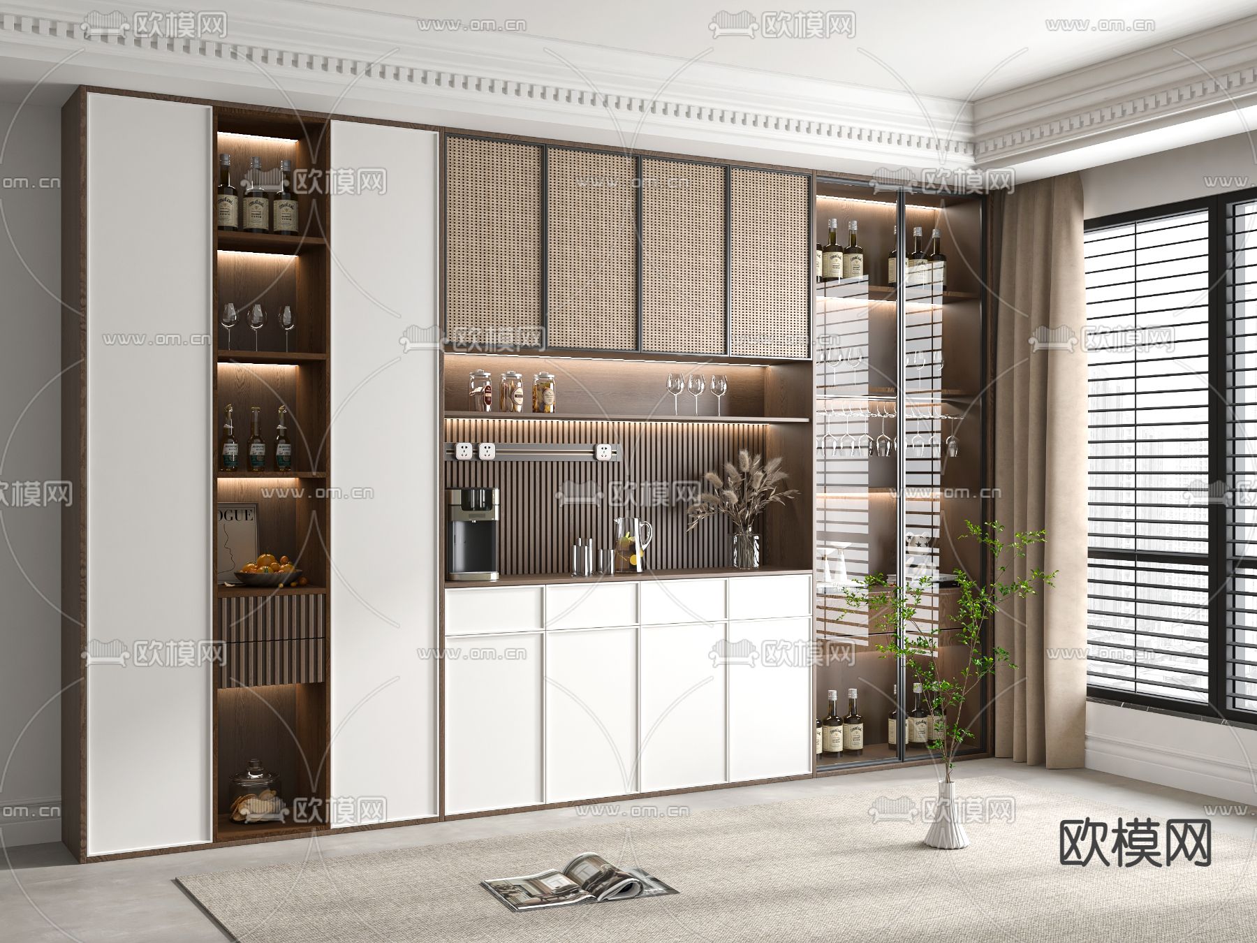 侘寂酒柜 餐边柜 收纳柜3d模型下载