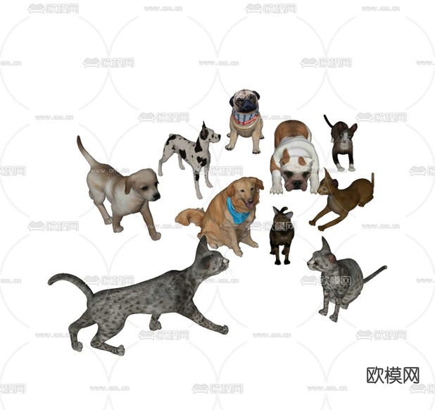 动物 宠物 狗 猫su模型下载(渲染图1)