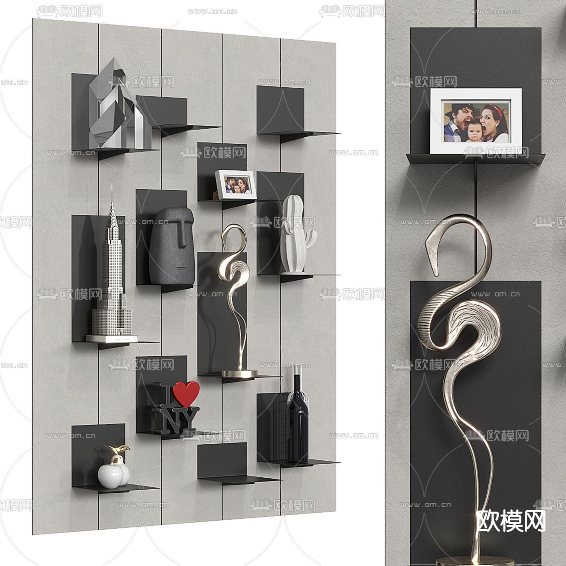 挂墙式书柜 置物架 壁挂su模型下载（渲染图1）