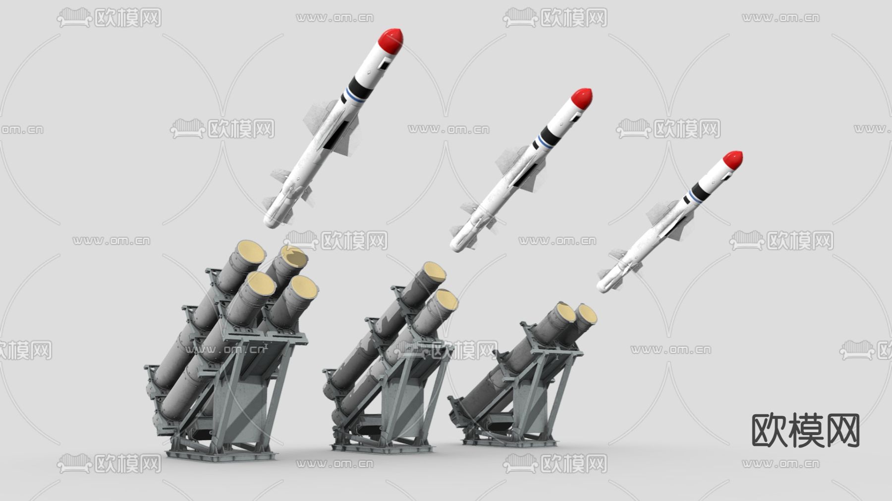 导弹发射系统 军事器材 武器su模型下载（渲染图2）