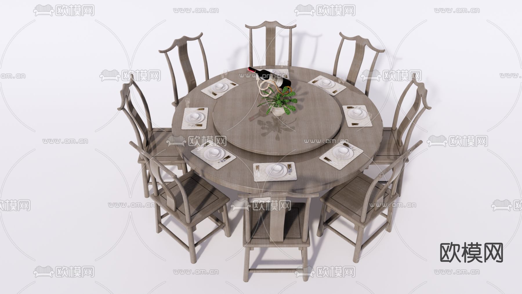 现代餐桌su模型下载（渲染图3）