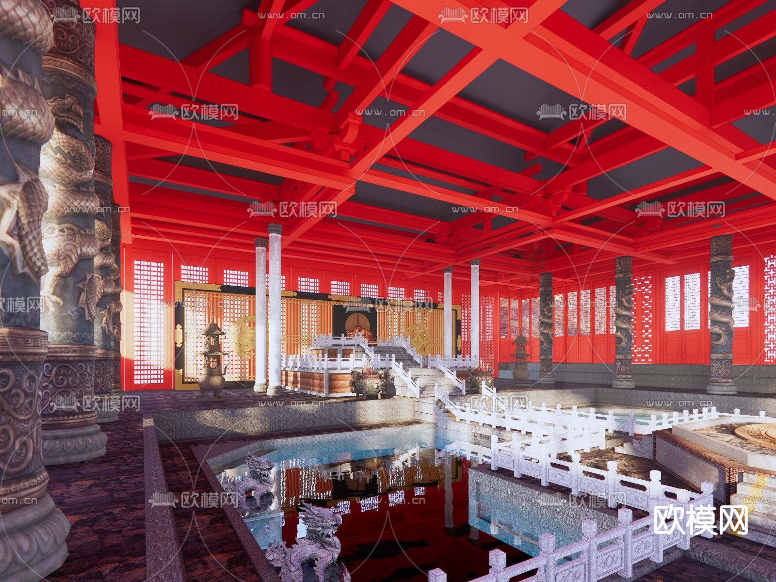 古代宫殿su模型下载（渲染图2）