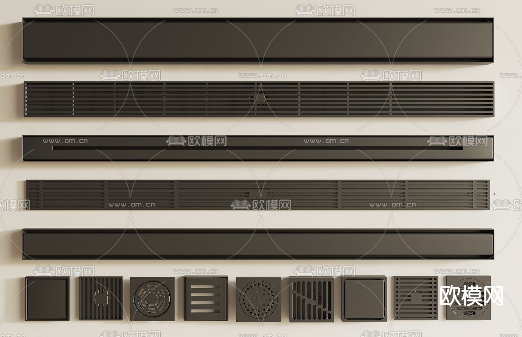 地漏条 排水口 隐形地漏3d模型下载