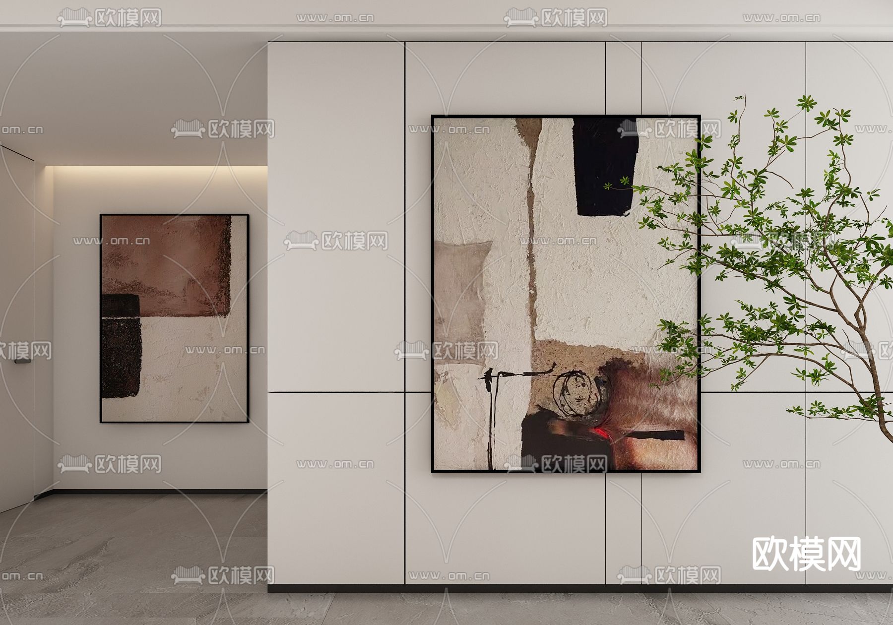 中古风肌理画 抽象画 装饰画3d模型下载