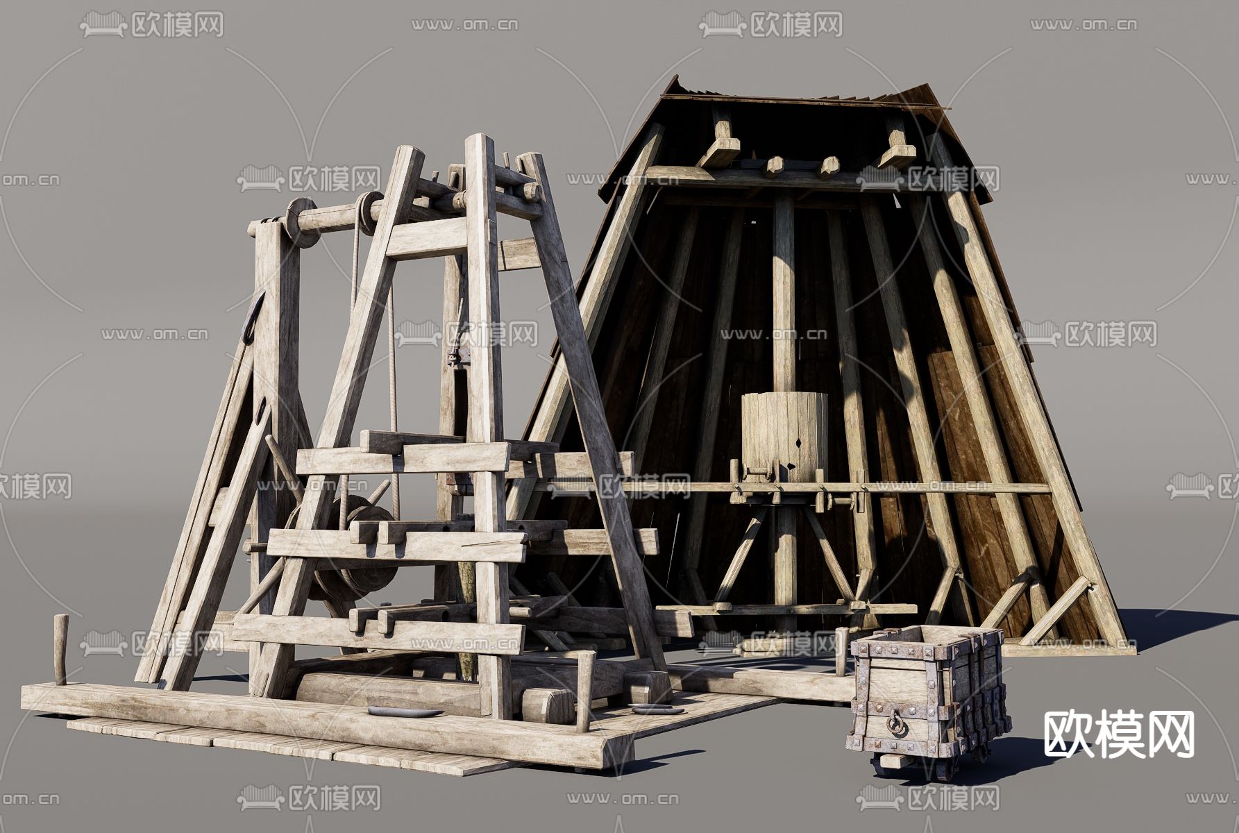 古代生产工具 民俗小品3d模型下载（渲染图3）