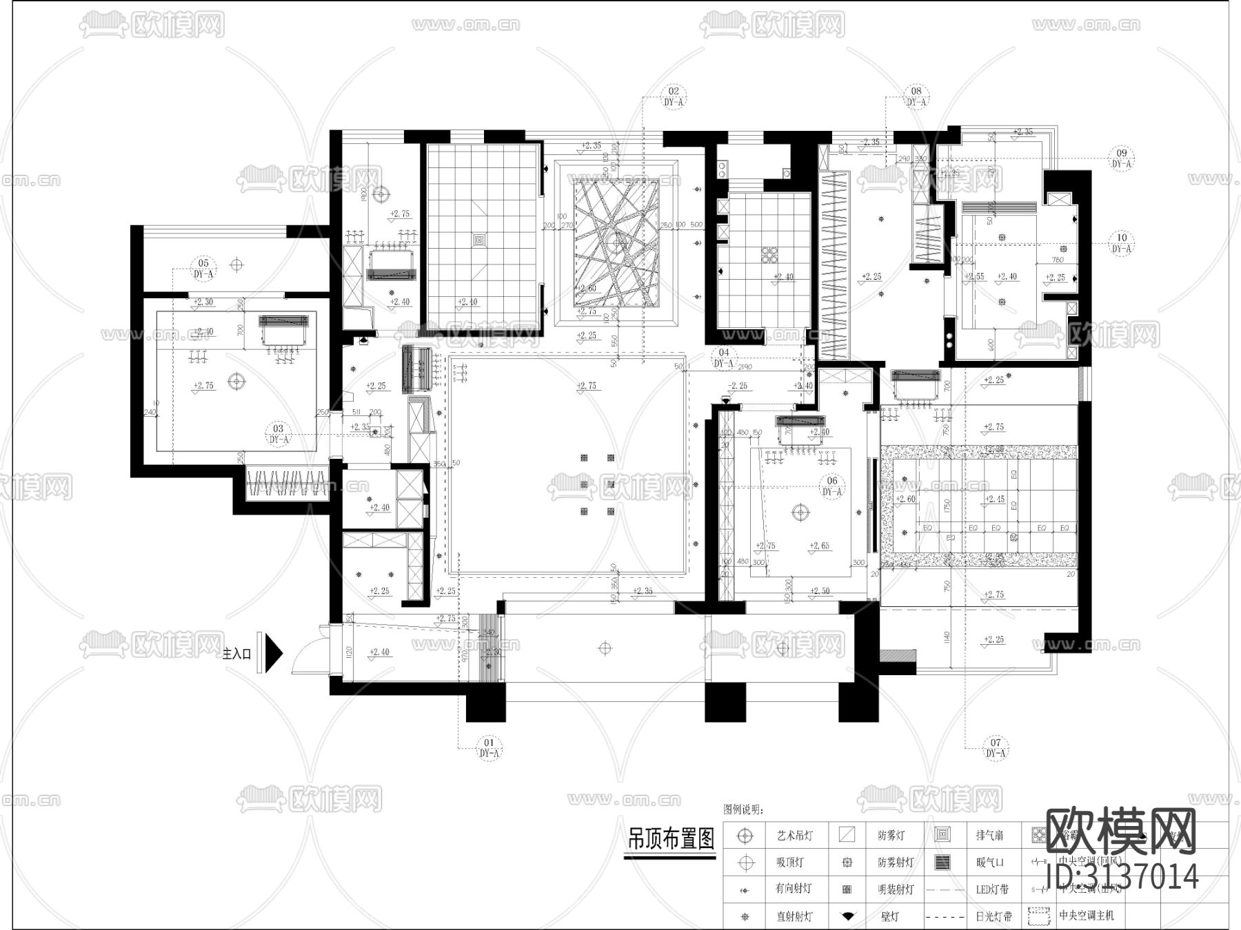 家装开关灯位图 开关线路图cad施工图下载（渲染图2）
