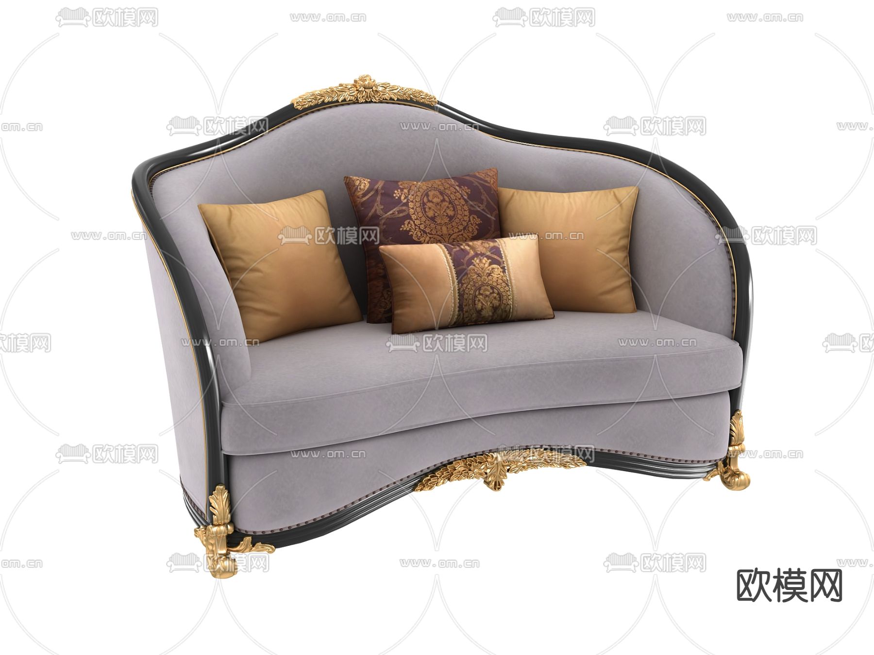 法式双人沙发3d模型下载