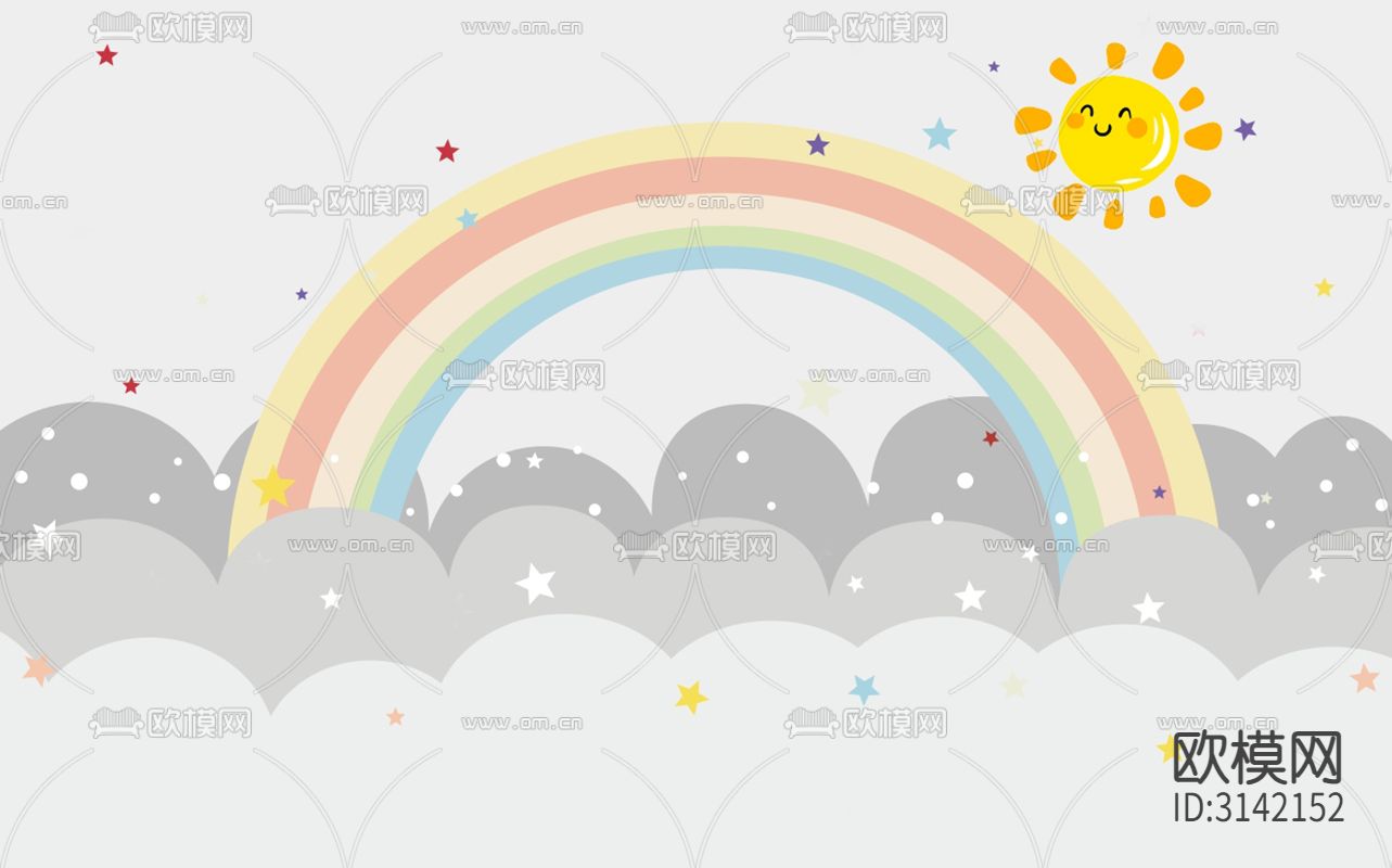 儿童卡通彩虹太阳壁纸