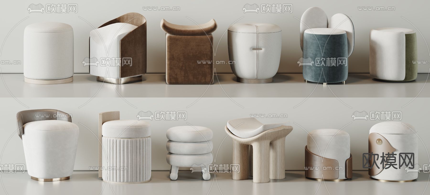 现代休闲凳 矮凳 沙发凳3d模型下载