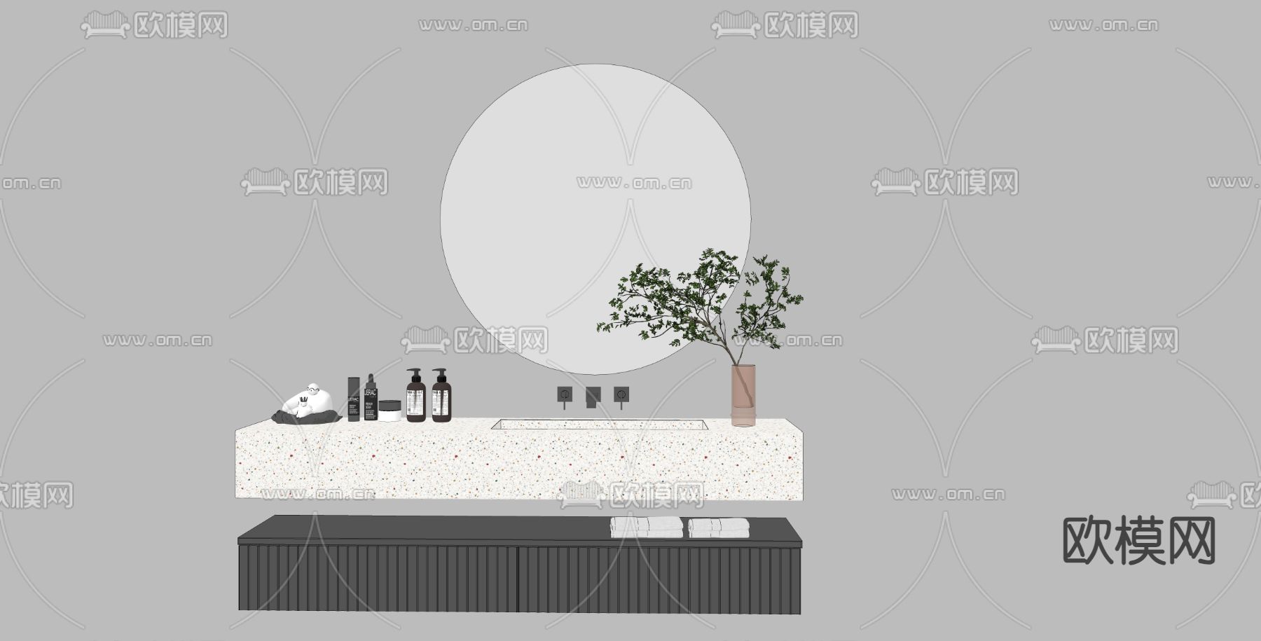 台盆 洗手池su模型下载（渲染图1）