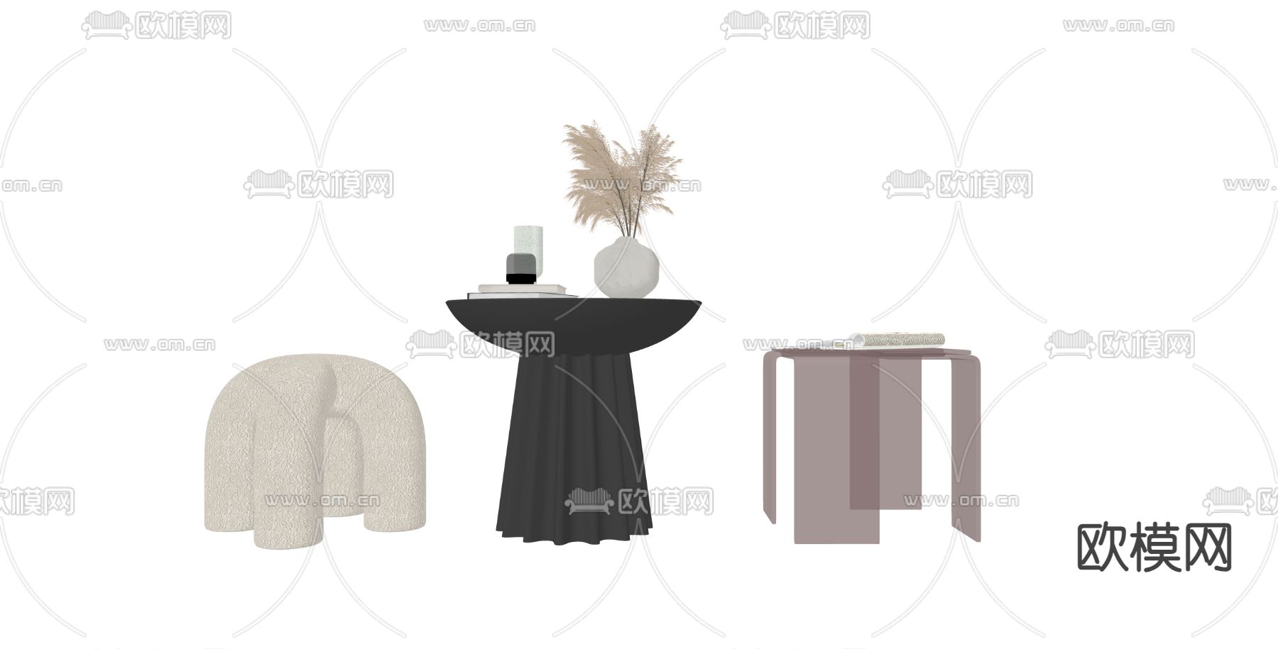 现代茶几su模型下载（渲染图1）