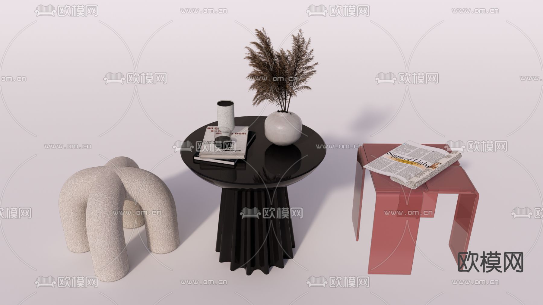 现代茶几su模型下载（渲染图3）