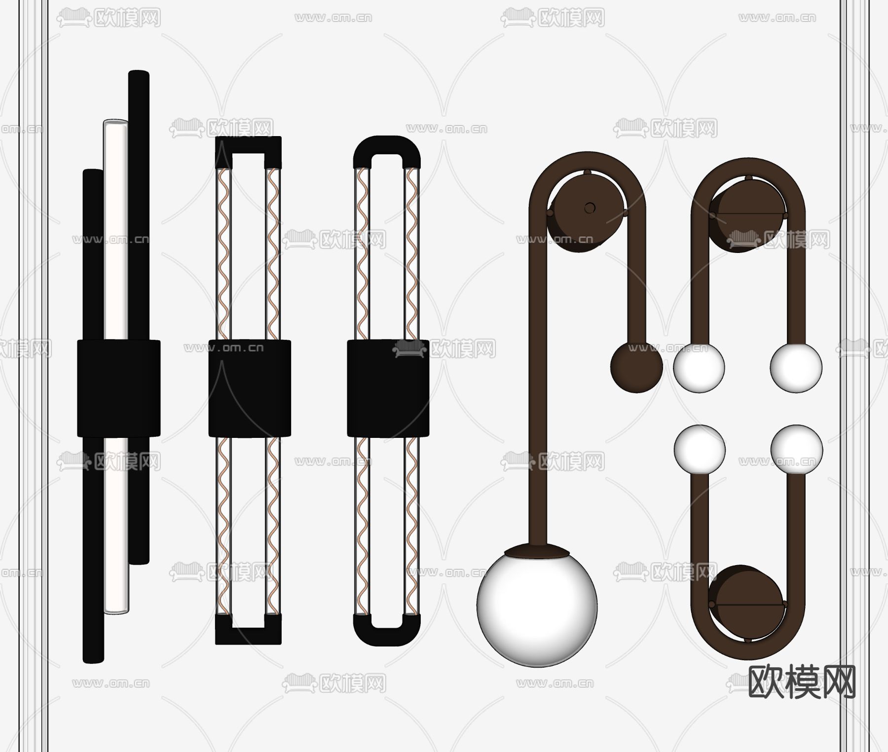 现代壁灯su模型下载（渲染图2）
