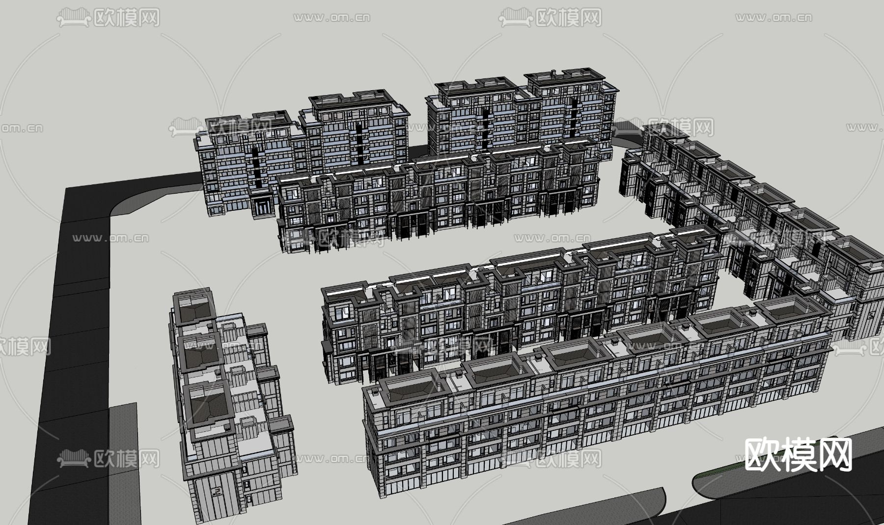 高层建筑 住宅外观su模型下载