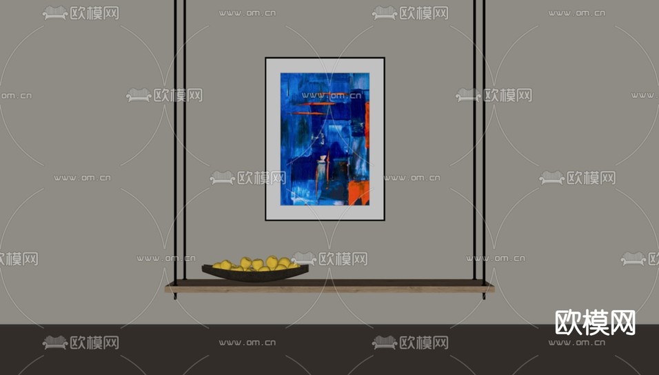 现代装饰画 挂画 油画su模型下载(渲染图2)