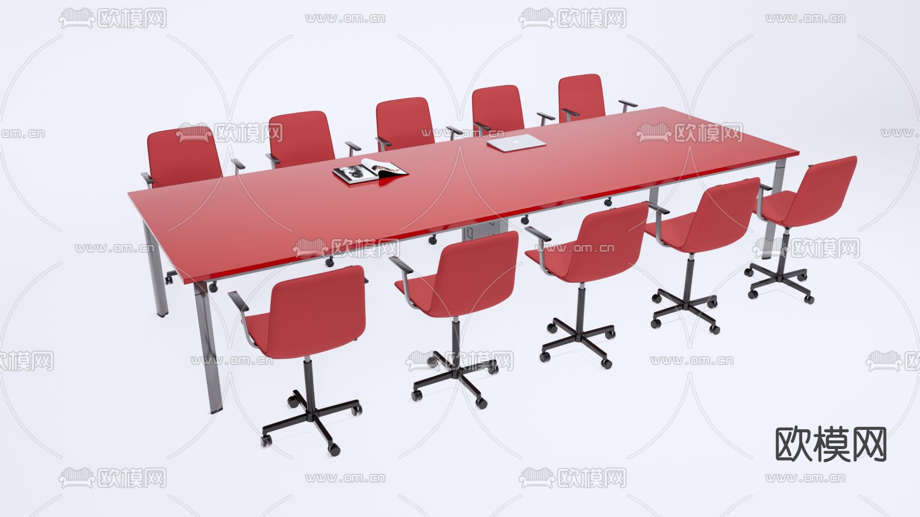 会议桌 会议台su模型下载（渲染图2）