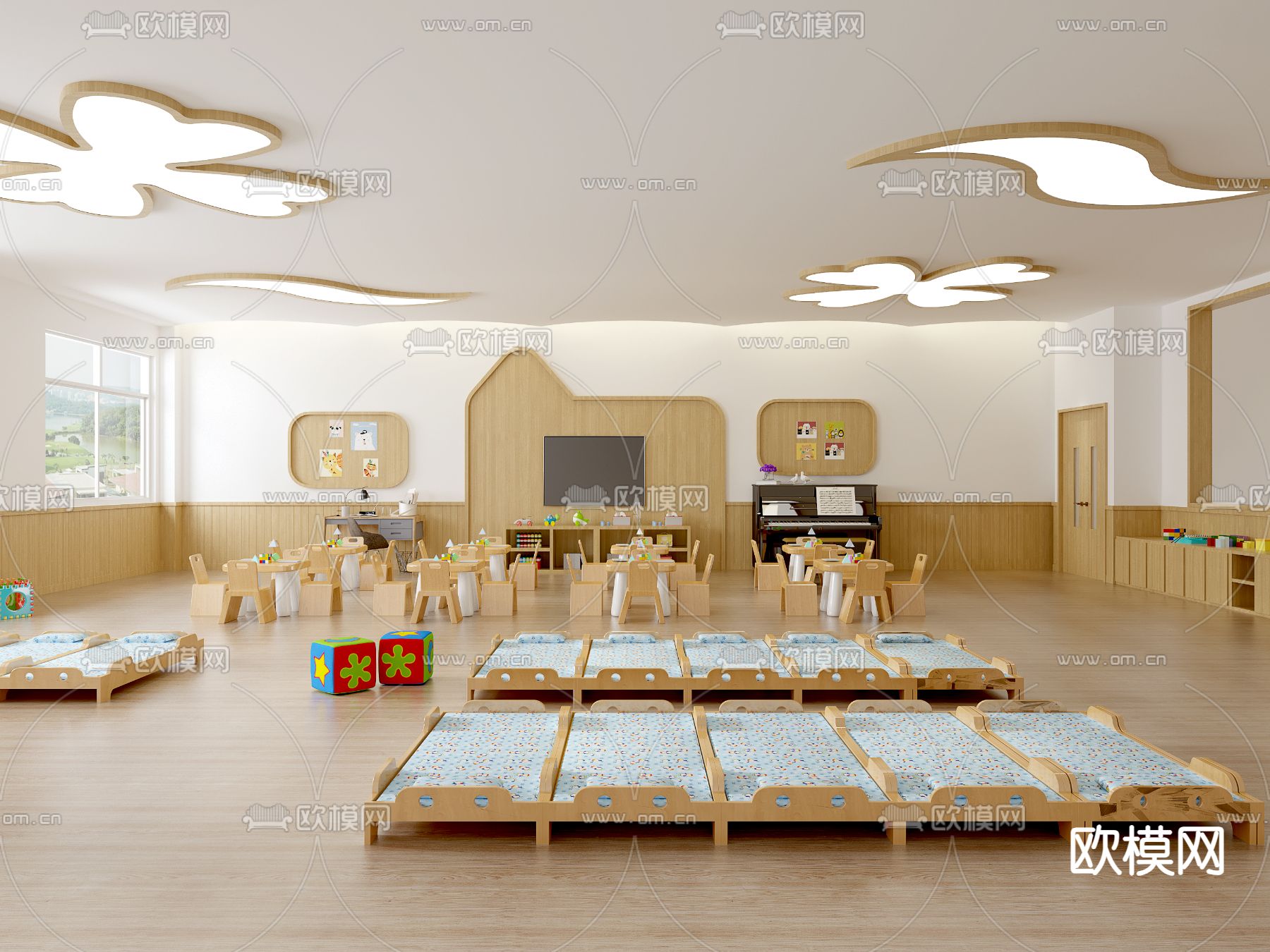 幼儿园教室 活动室su模型下载（渲染图2）