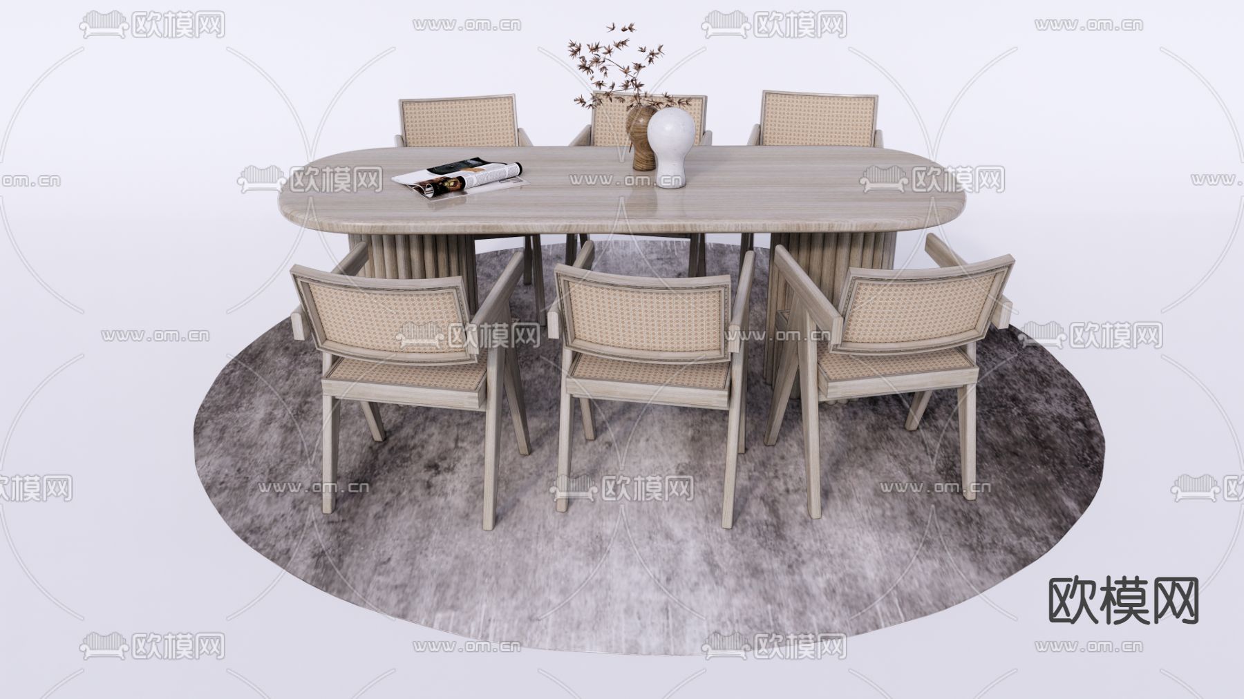 户外桌椅su模型下载（渲染图2）