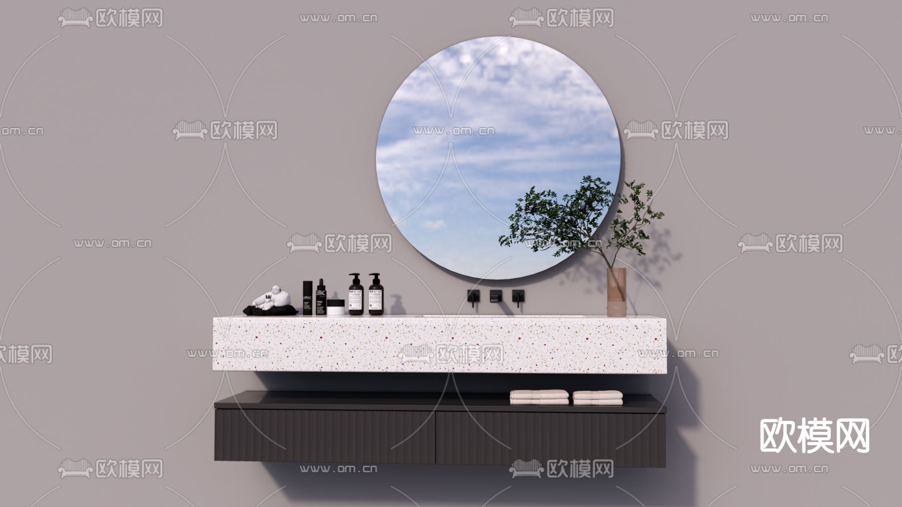 台盆 洗手池su模型下载（渲染图2）