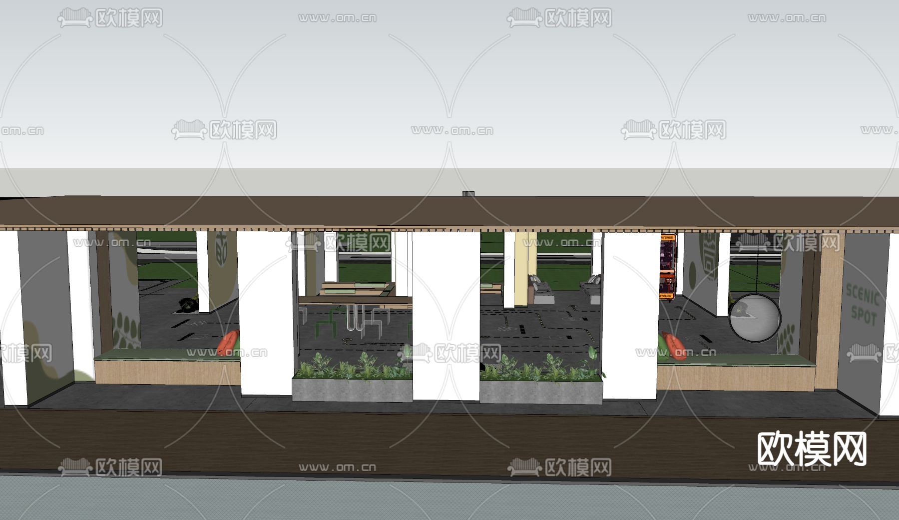 架空层 活动区su模型下载