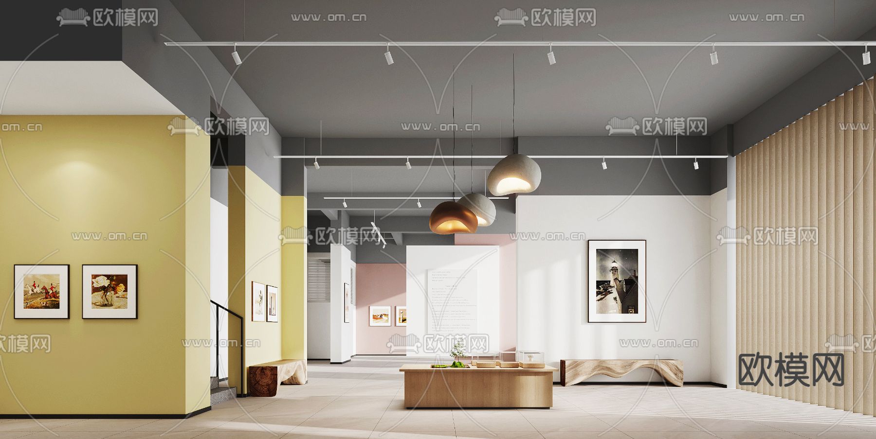 架空层活动区 书画区su模型下载（渲染图2）