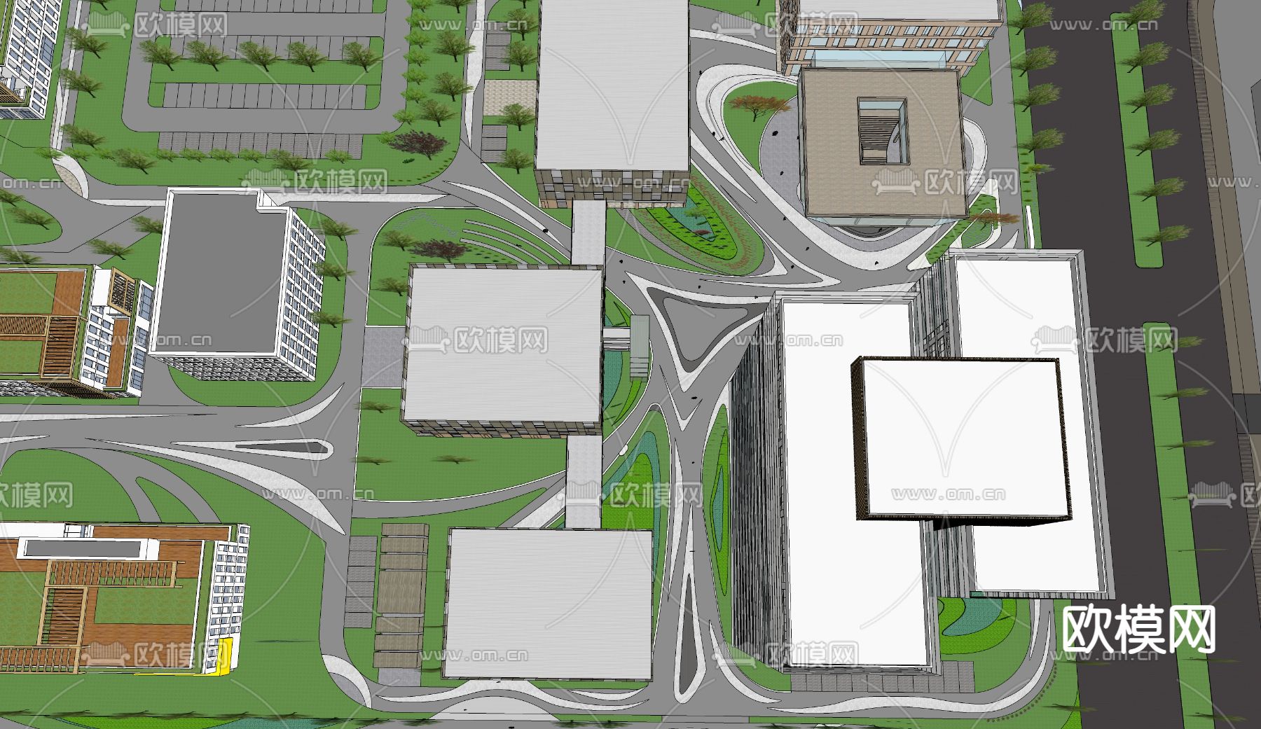 商业广场 购物商场su模型下载（渲染图2）