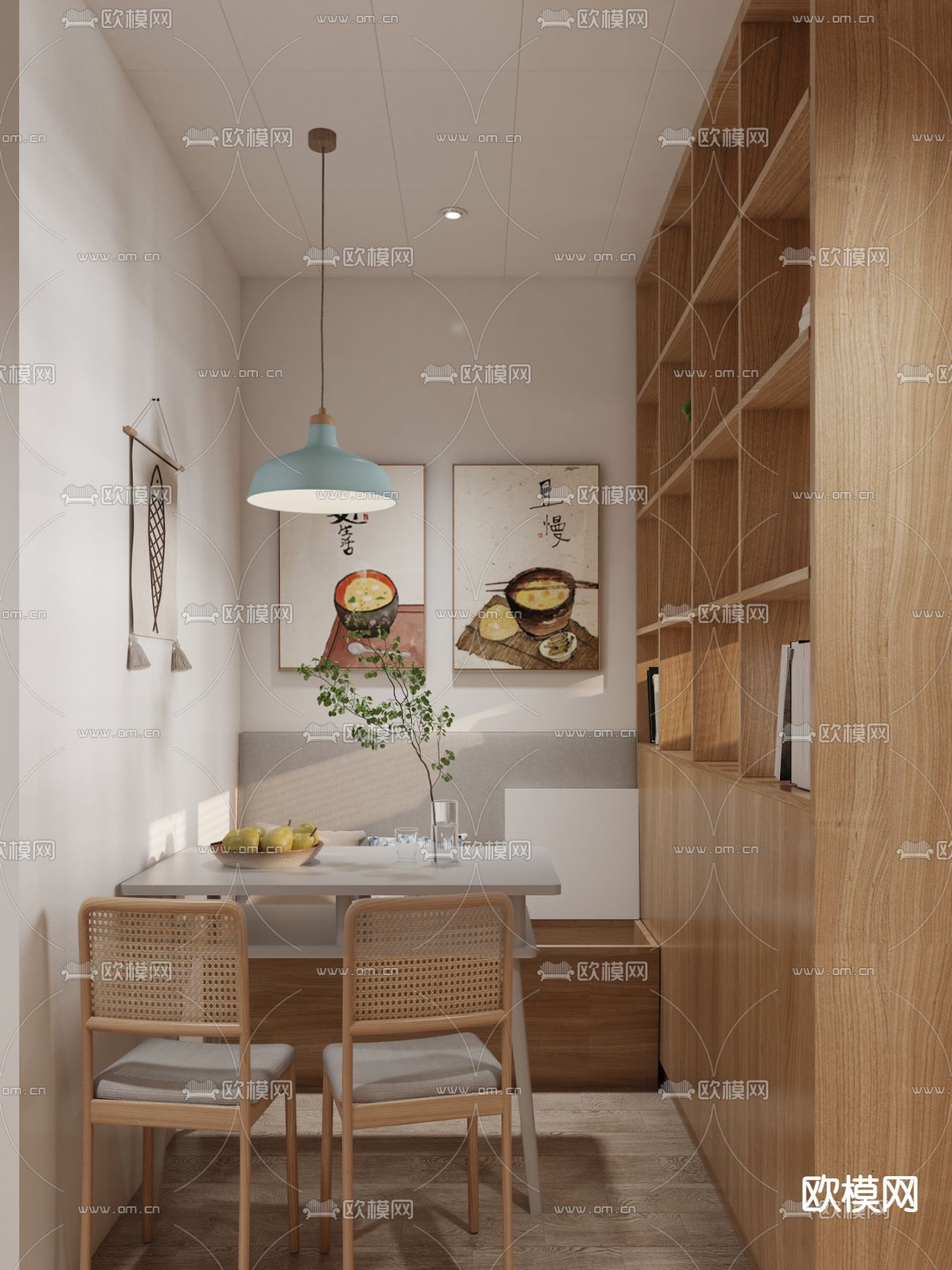 日式榻榻米 卧室 餐厅3d模型下载（渲染图3）