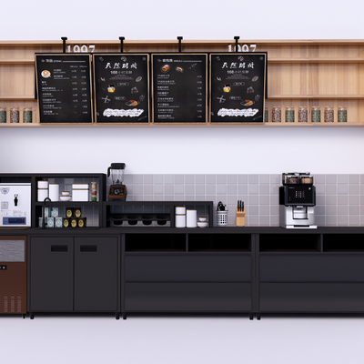  咖啡操作台su模型 